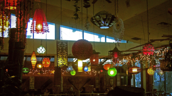 Lamps in the main dining area